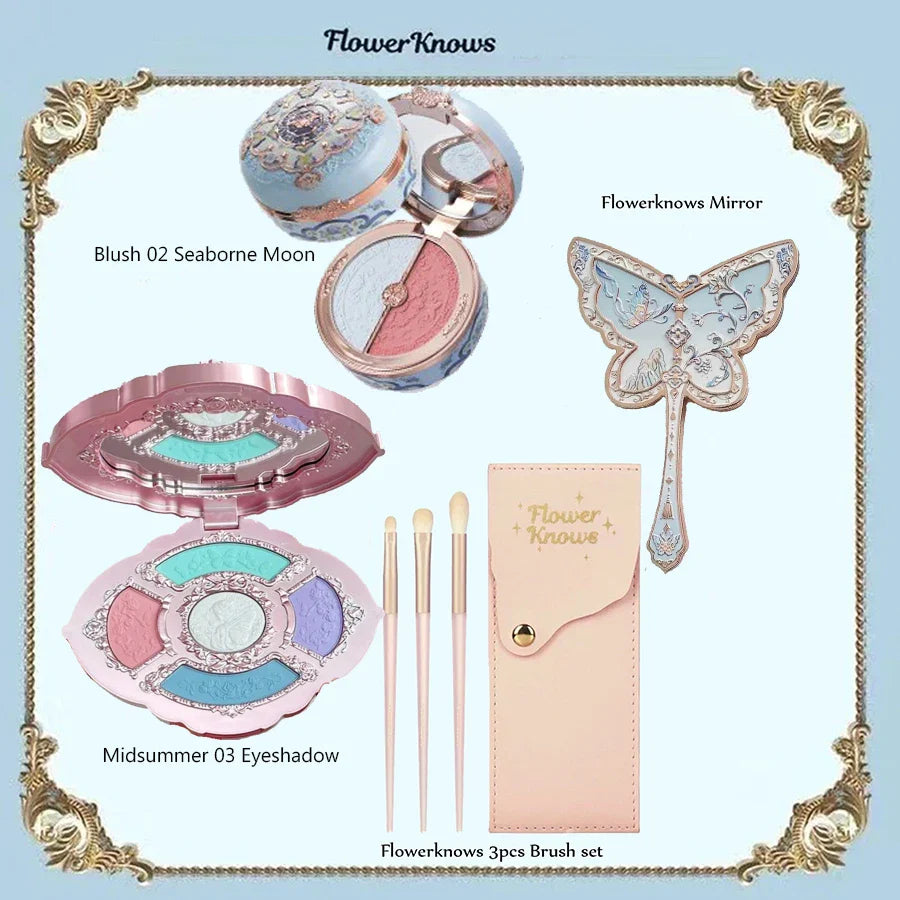 Makeup Flower Knows Set Swan Ballet Series Six Color Eyeshadow Palette Embossed Blusher Shine Lipstick Kit With Bag All In