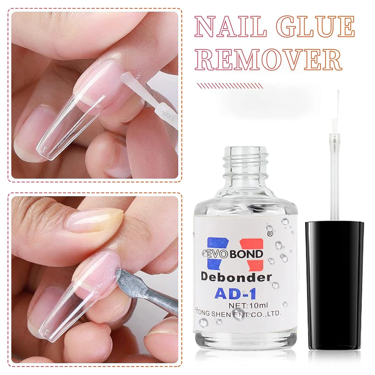 10ml Nail Glue Remover for Press on Nails Professional Glue off Acrylic Nail Rhinestone Decoration Nail Polish Remover Nail Glue