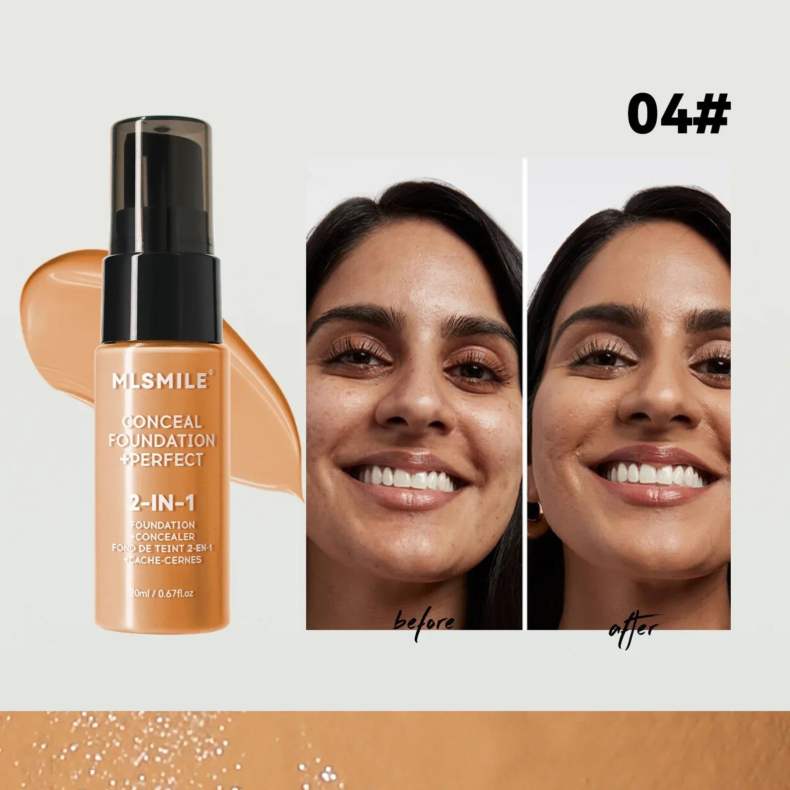 MLSMILE 6 color Powder Foundation long-Lasting Waterproof, Moisturing Sweat resistant and easy to open Oil-control concealer