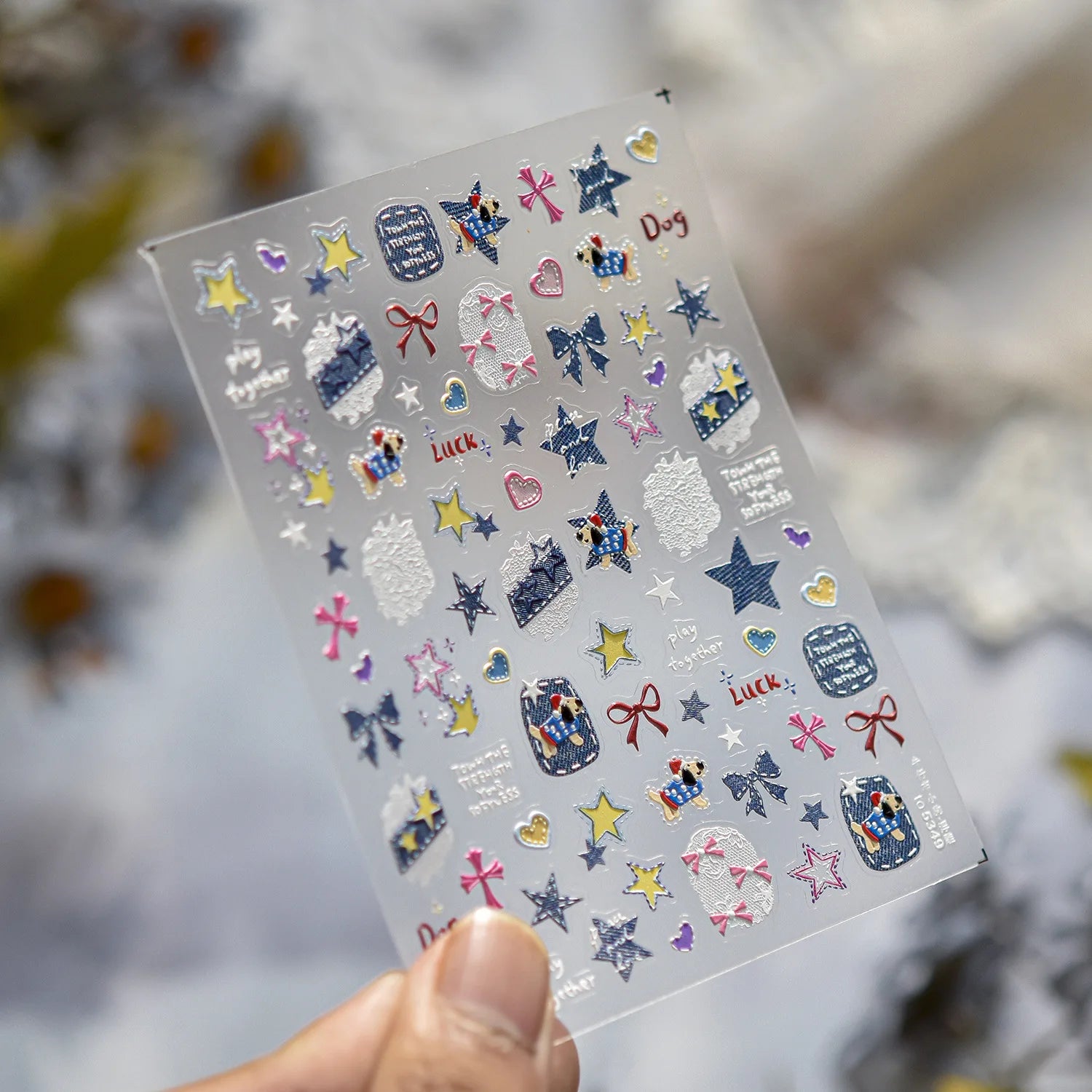 Sweet Colorful Star-shaped Nail Art Accessories Stickers 5D Embossed Metal Five-pointed Star Love Self Adhesive Nails Decoration