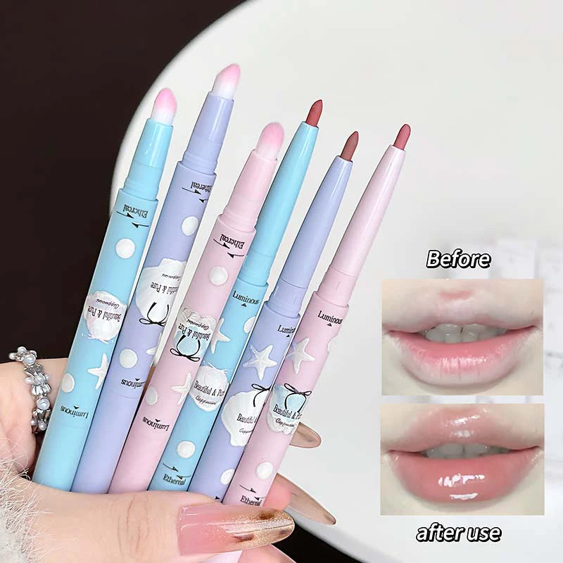 Mist Pink Peach Matte Lipliner Pen Waterproof Plumping Quick-dry 2 in 1 Lipstick Pencil Natural Lip Liner Outline Contour Makeup