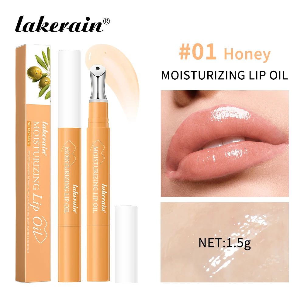 Lakerain Crystal Moisturizing Lip Oil Set of 6 Colors Pen Tip Design Long Lasting Tender Lip Balm Anti Dry Cracked Lip Makeup