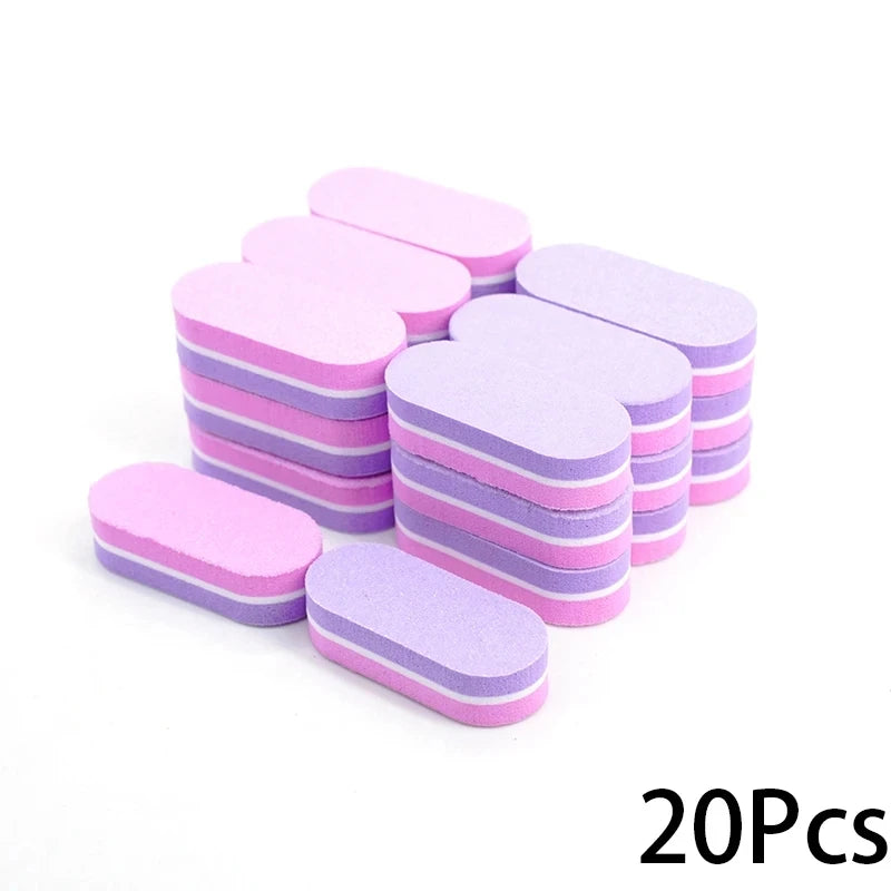 10/20/40Pcs Mini Nails Sponge File Buffer Block Double Color Buffing Sanding File Pedicure Manicure Tool Gel Suplies Accessories