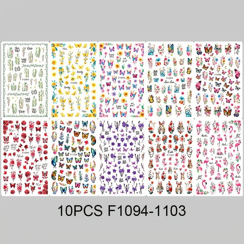 Spring and summer flower butterfly nail stickers, used for DIY nail decoration in daily life, festivals, parties, and weddings