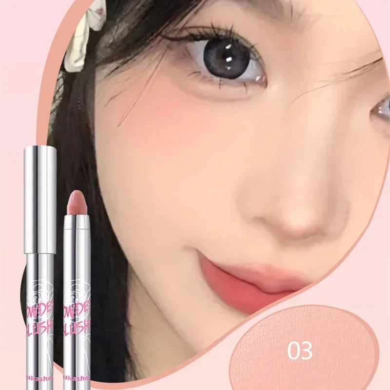6 Colors Sweet Blush Stick Multi-use Eyes Cheeks Cream Eyeshadow Stick Long-lasting Waterproof Rouge Blusher Pencil Girls Makeup