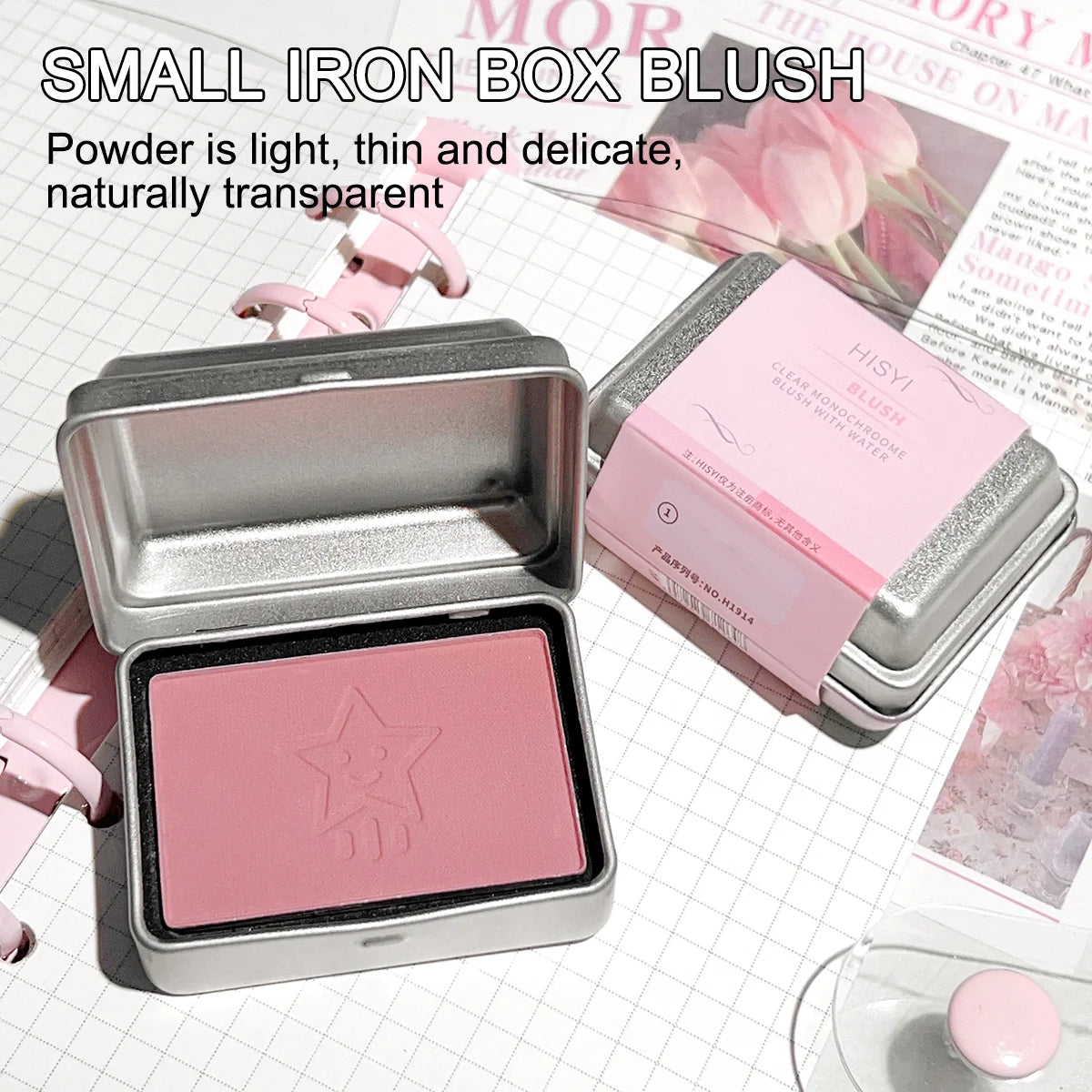 HISYI Matte Blush Palette - A blush palette with waterproof and long-lasting matte effect, medium coverage, and comes with a por