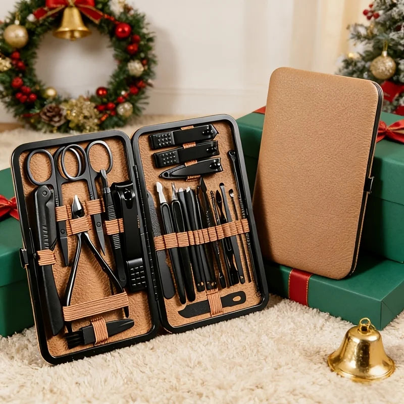 7/16/24 Pcs Brown Series Manicure Set Stainless Steel Nail Clipper Hand& Foot Trimming Tool, with Portable Exquisite Storage Box