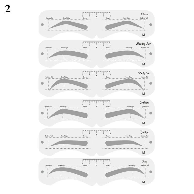 Reusable Eyebrow Stencil Set Soft Ruler Brow Definer Eye Brow Drawing Guide Styling Shaping Grooming Template Card Makeup Tools