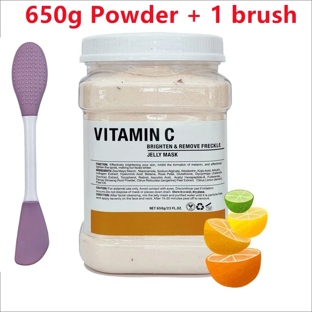 650g Chamomile Hyaluronic Acid Facial Moisturizing Mask Powder with Silicone Brush Increasing Skin Elasticity Rose Jelly Mask