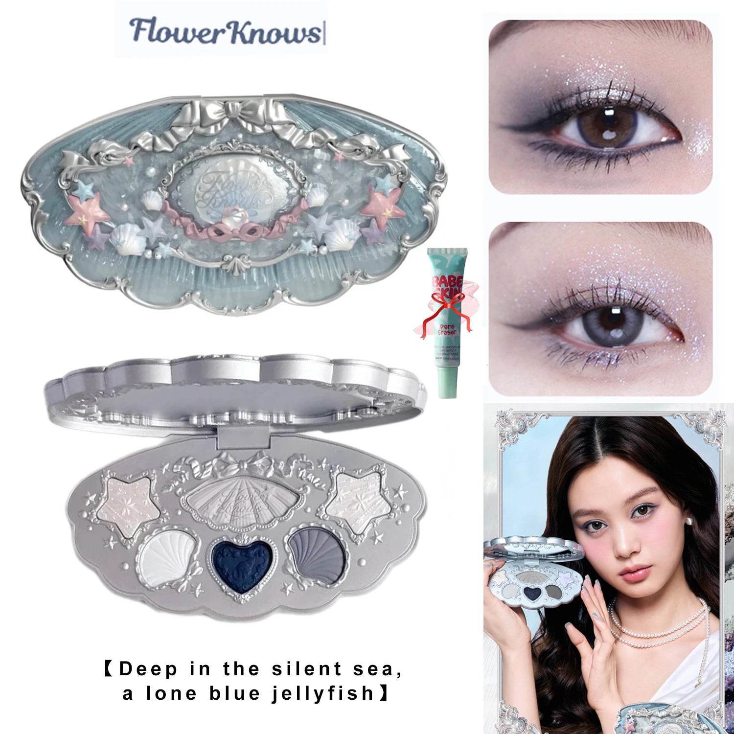 Flower Knows Chocolate Wonder-Shop 8-Color Eyeshadow Palette Matte Shimmer Waterproof Highly Pigmented Long Lasting Makeup