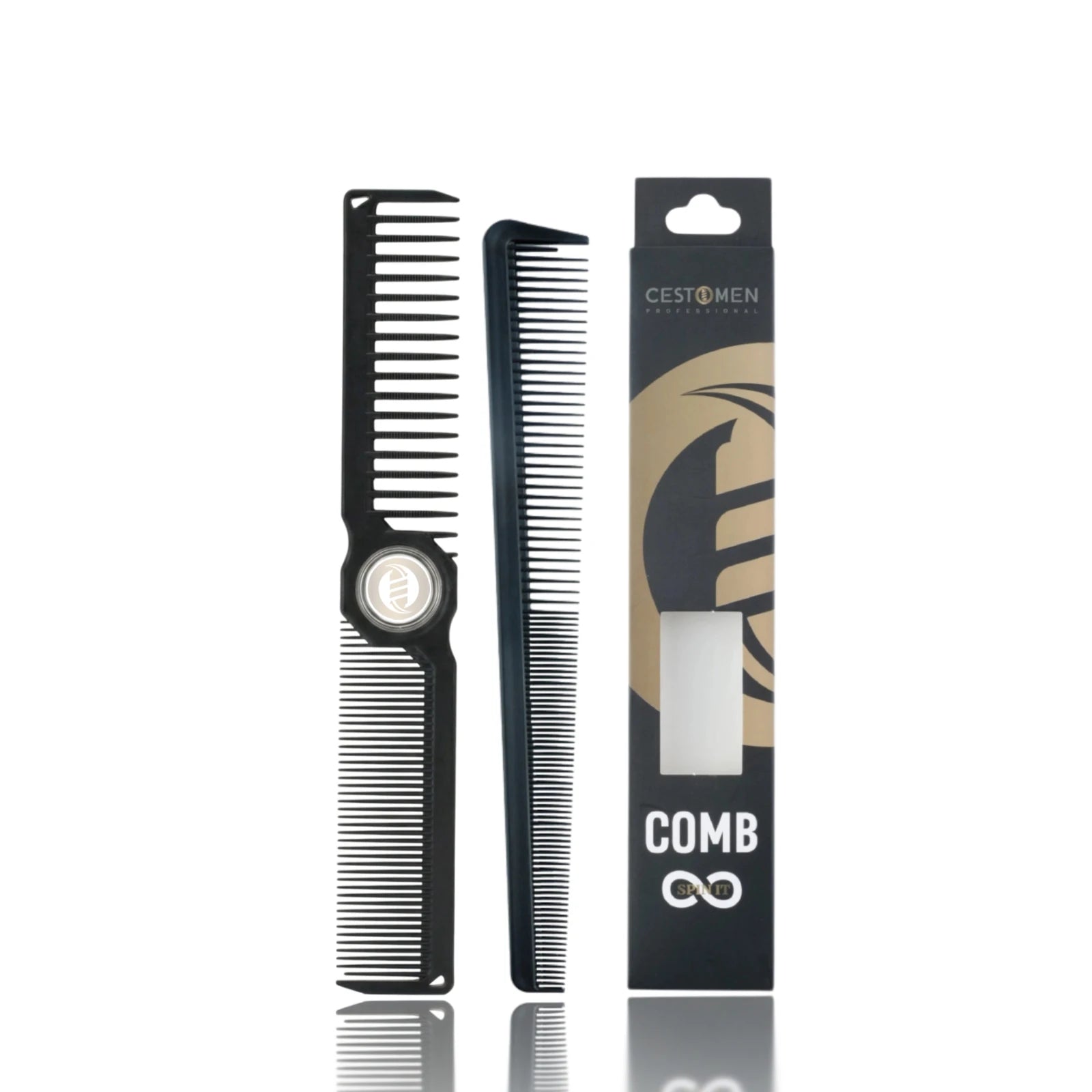 2Pcs NEW Professional Barber Dual Spining Comb Wide and Fine Tooth Cutting Comb Taper Comb for Salon Hairdressing Accessories