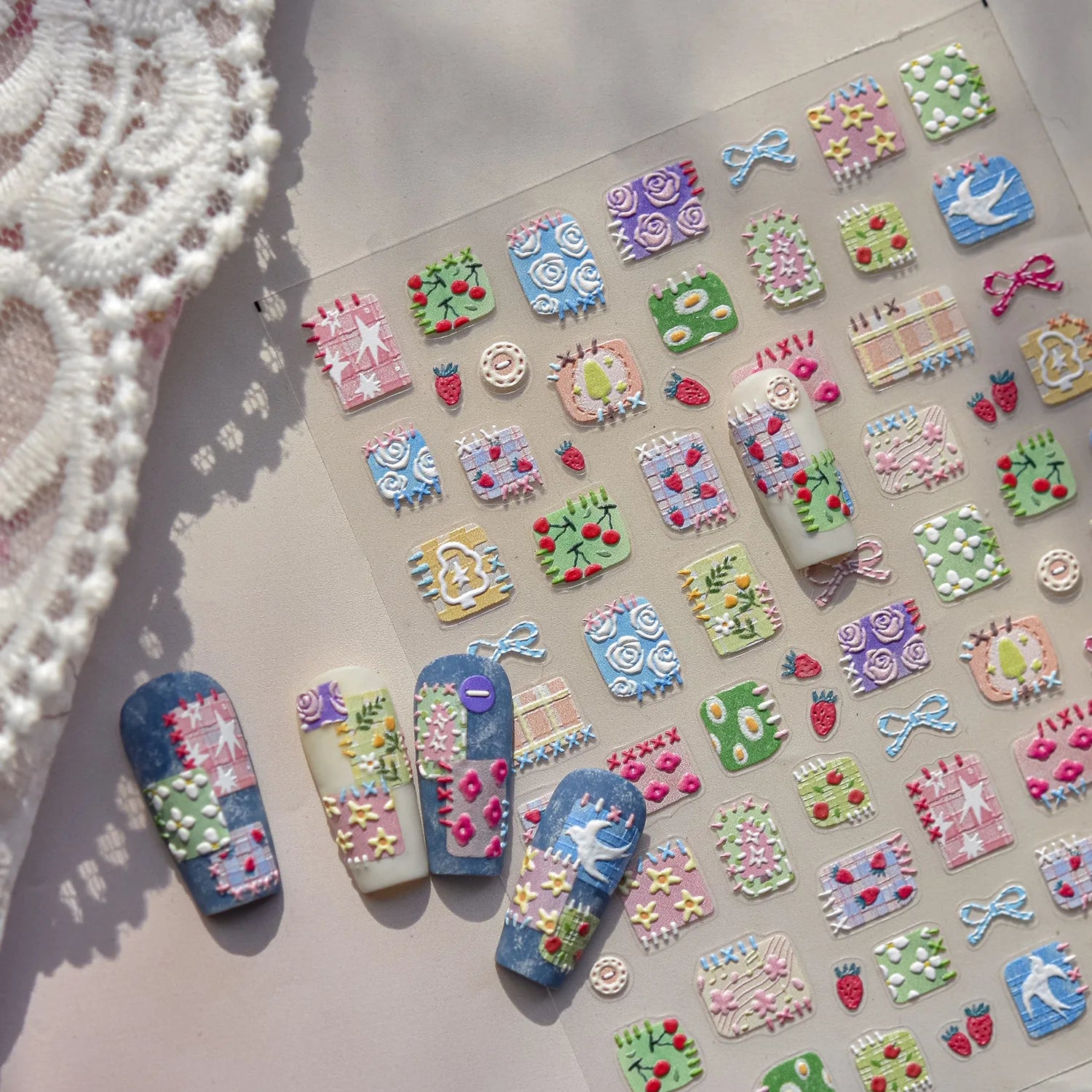 1pcs Cute A bag of Starfish Nail Charm Stickers 3D Jelly Ocean Fish Bubble Adhesive Nail Sticker DIY Summer Nail Art Decorations