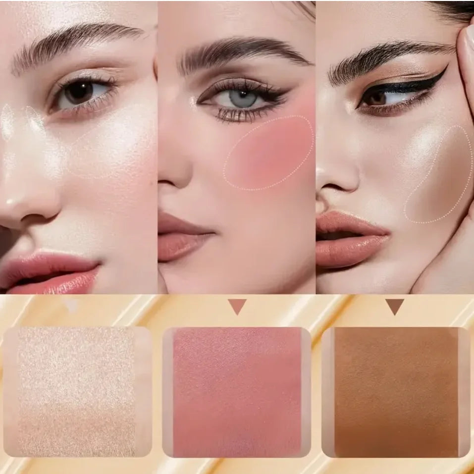 3pcs Contour Stick, Blush Stick, Highlighter Stick, Bronzer Stick - 3pcs Cream Contour Kit For A Flawless Look, Contour Stick Ma