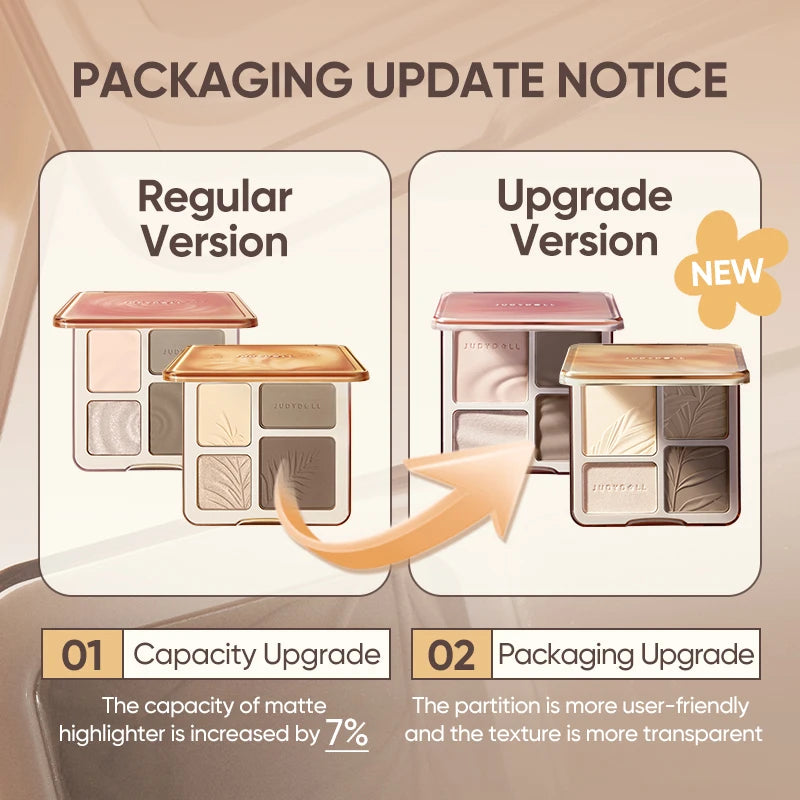 Judydoll Highlighter & Contour Palette, Matte & Shimmer, Sculpt & Define, Natural Finish, Nose & Jawline Contour, Beginner