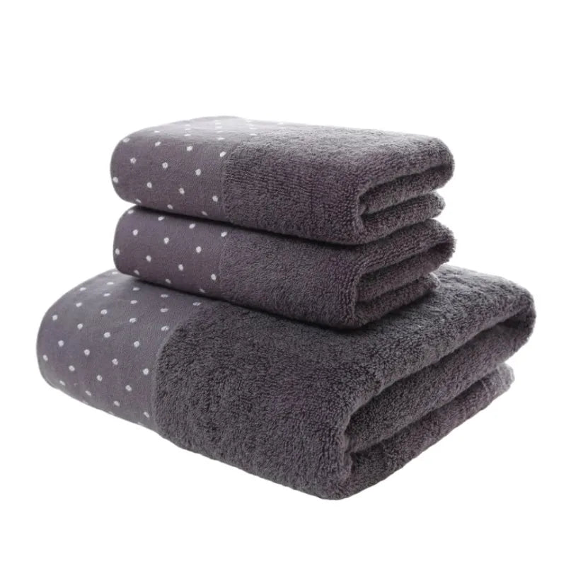 Set of 3 Cotton Bathroom Towels Sets 2pcs Hand Face Towel 35x75cm and 1pcs Big Bath Towels 70X140cm Washcloths Gift Towels