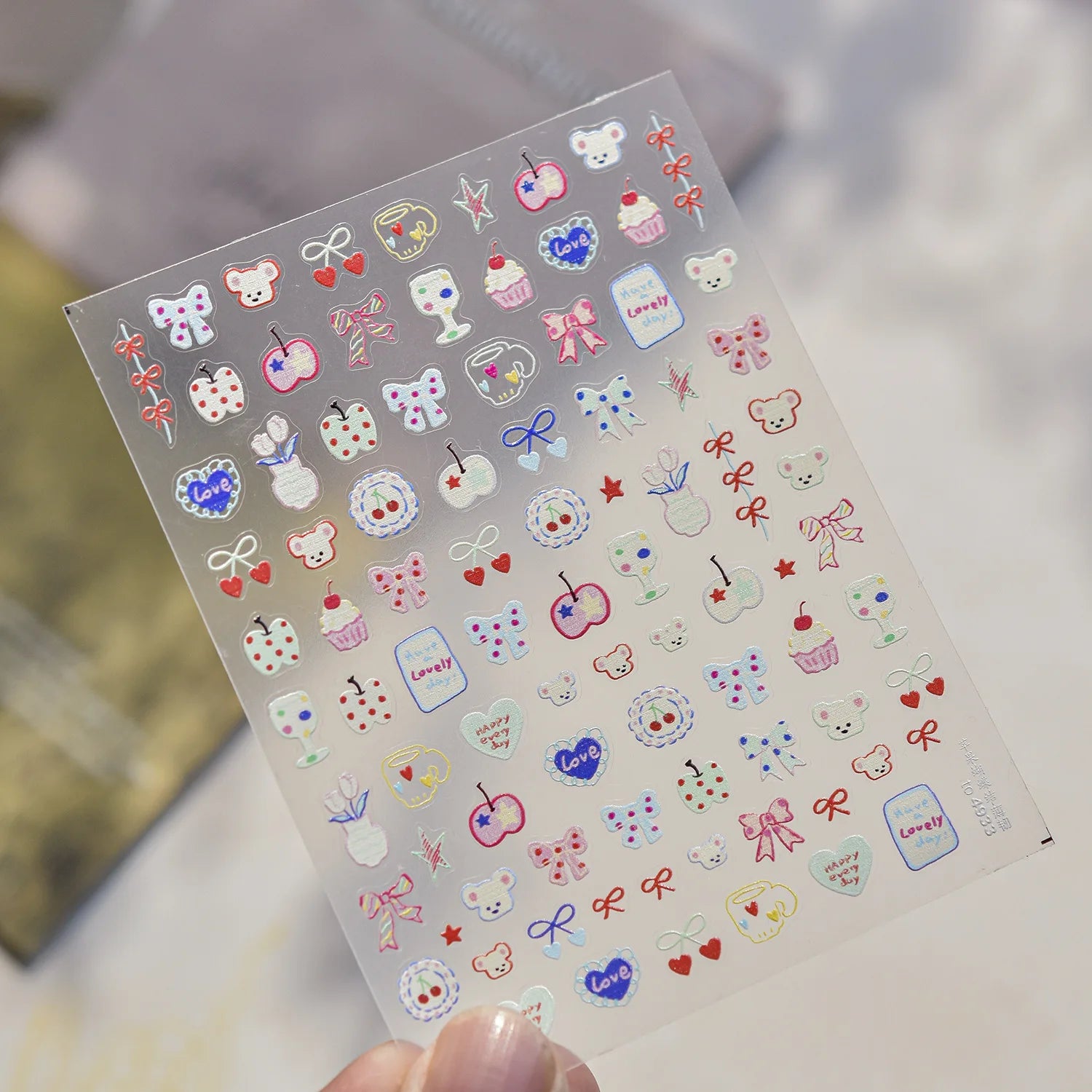 Happy Birthday Cake Stickers For Nails 5D Embossed Nail Sticker 3D Sweet Doughnut Cherry Adhesive Nail Art Decoration Decals DIY