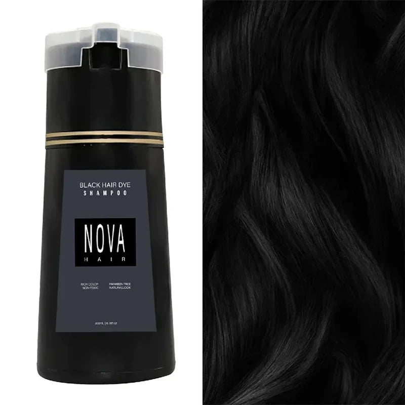 Nova Hair Dyeing 3-in-1 Hair Care Shampoo Natural Fast White Hair Dyed Black Hair Dye Lasting Convenience Men Women Hair Care