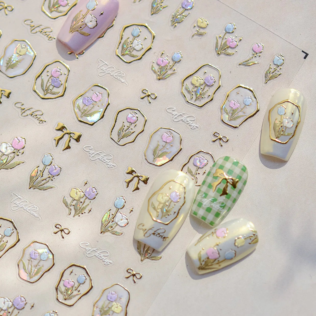 1pcs Dream Flower Window Shell Light Nail Art Stickers Japanese Flower Self Adhesive Stickers Press On Nails Decoration Decals