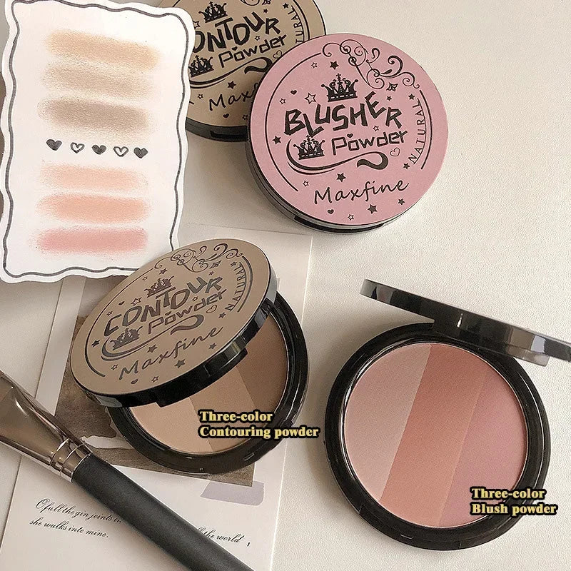 2/3 Color Bronzer Highlighter Palette Face Matte Brown Coffee Contour Shadow Powder Rose Pink Blush Highgloss Illuminator Makeup