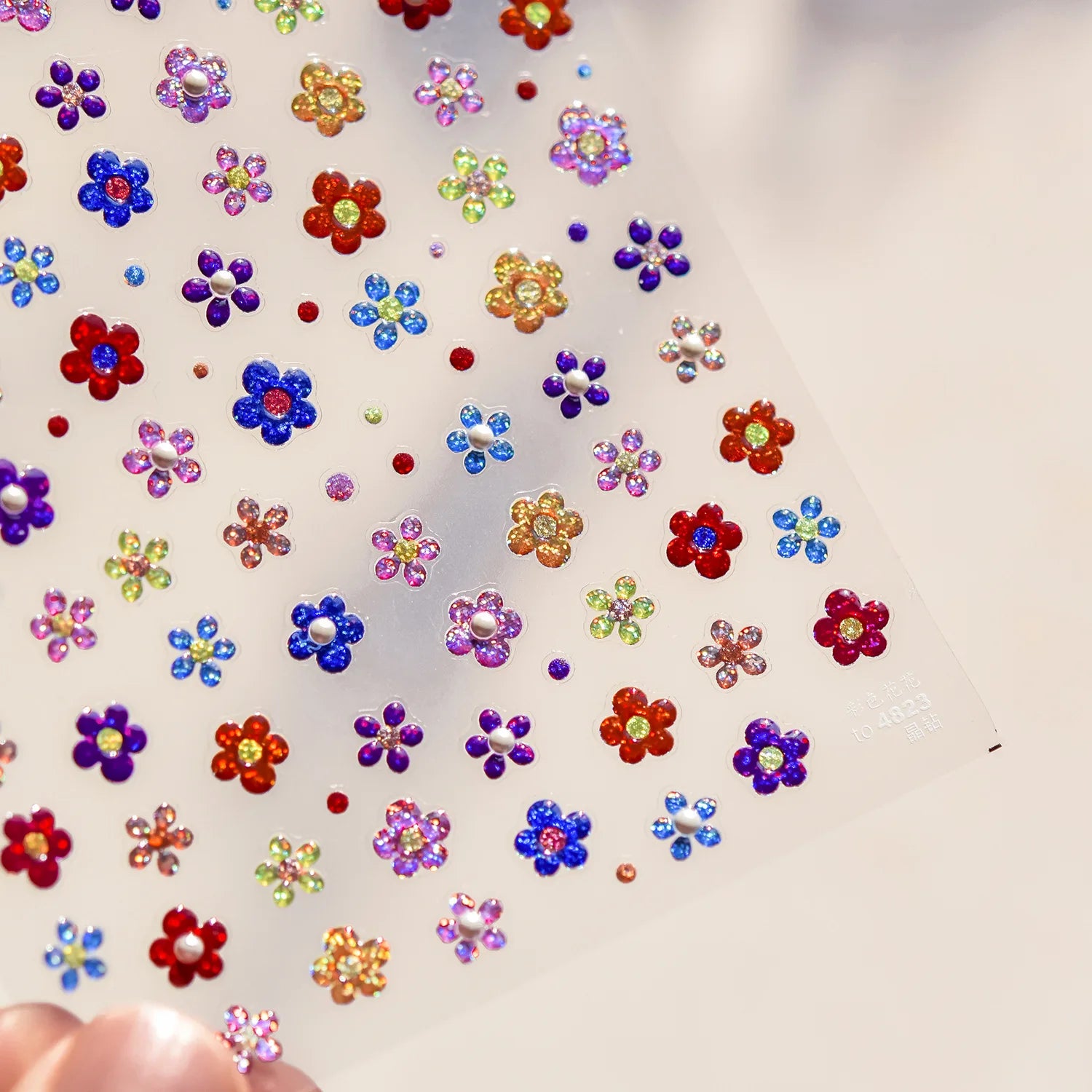 1pcs 5D Glitter Jasmine Flower Nail Stickers Kawaii Embossed Flower Self-Adhesive Nail Art Decorations Decal Manicure Tools DIY