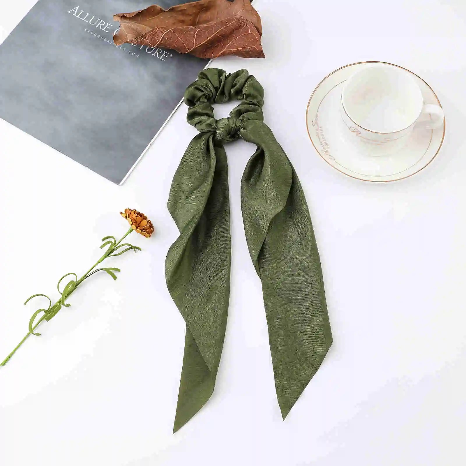 2023 Fashion Print Chiffon Long Ribbon Scrunchies Women Girls Ponytail Scarf Elastic Hair Bands Ties Hair Accessories Wholesale