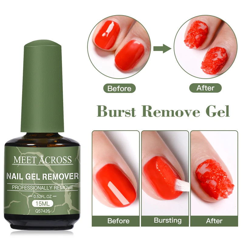 MEET ACROSS 15ml Magic Nail Gel Remover Just 3-5 Minutes Easy to Remover Function Nail Gel Polish Cleaner Nail Art Manicure