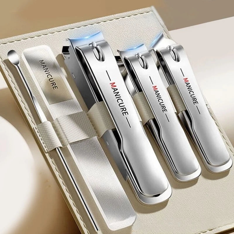 New Nail Clippers  with Rotating Leather Bag Professional Trimmer Pedicure Care Tools Manicure Set Home Care Gift