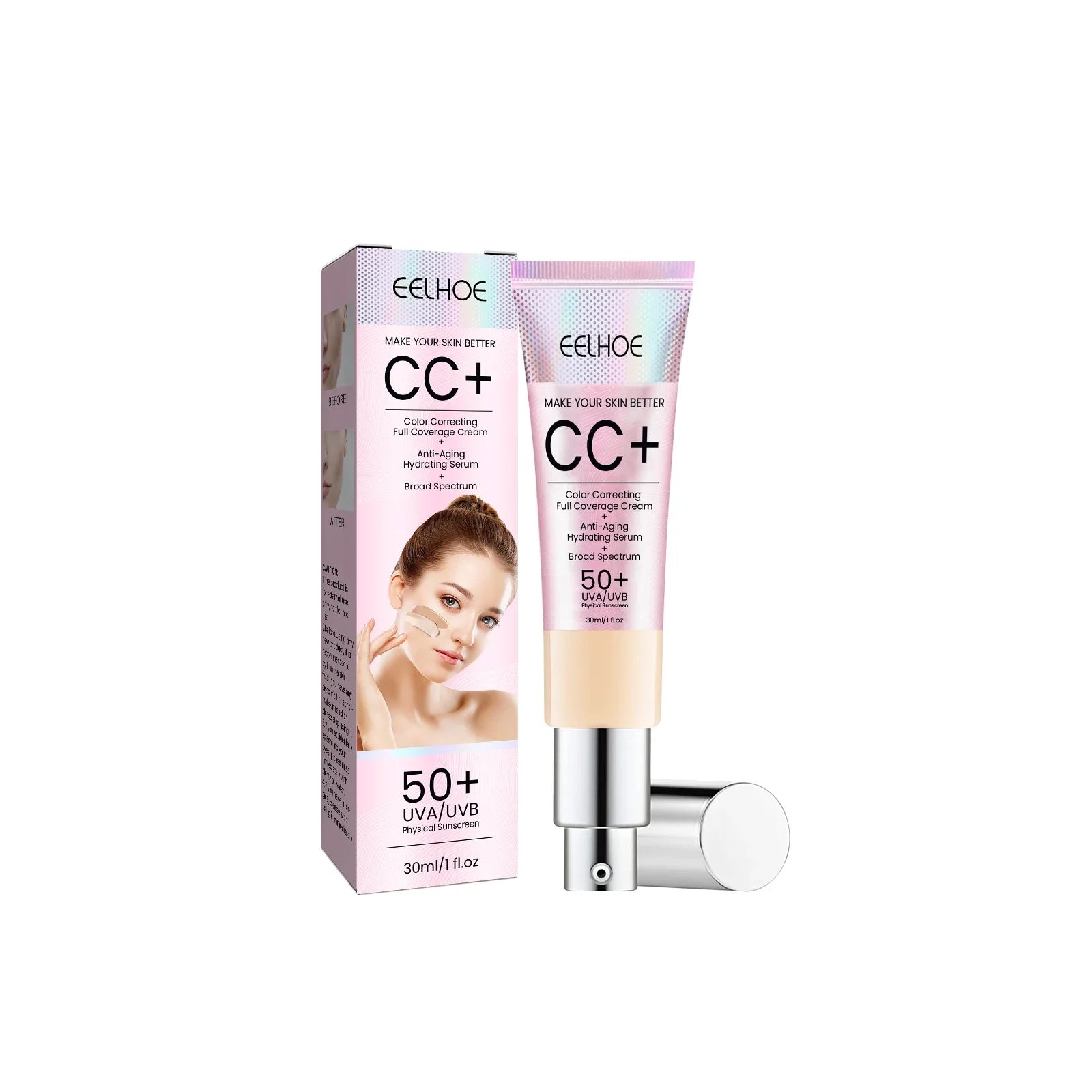 CC Cream Foundation Makeup Products Fullcover Color Correct Cream Hydrating Serum SPF50+ Sunscreen Whitening Cream Korean Makeup