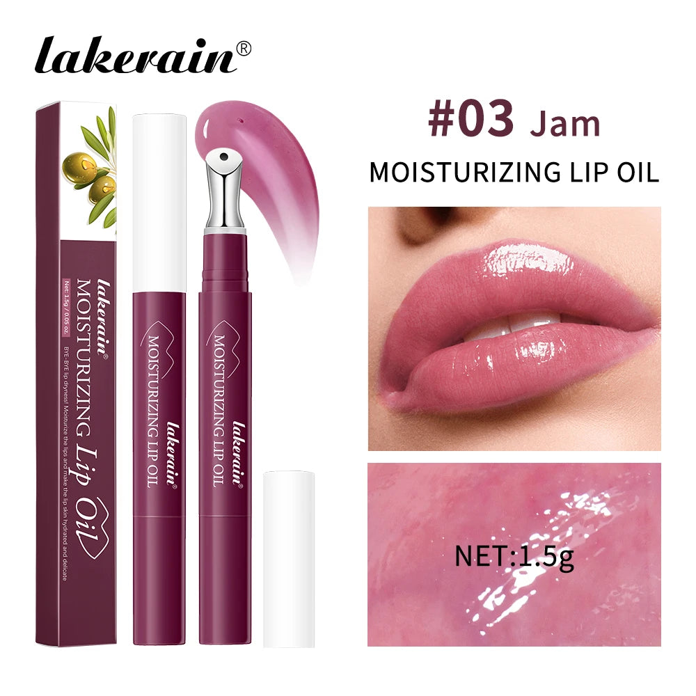 Lakerain Crystal Moisturizing Lip Oil Set of 6 Colors Pen Tip Design Long Lasting Tender Lip Balm Anti Dry Cracked Lip Makeup