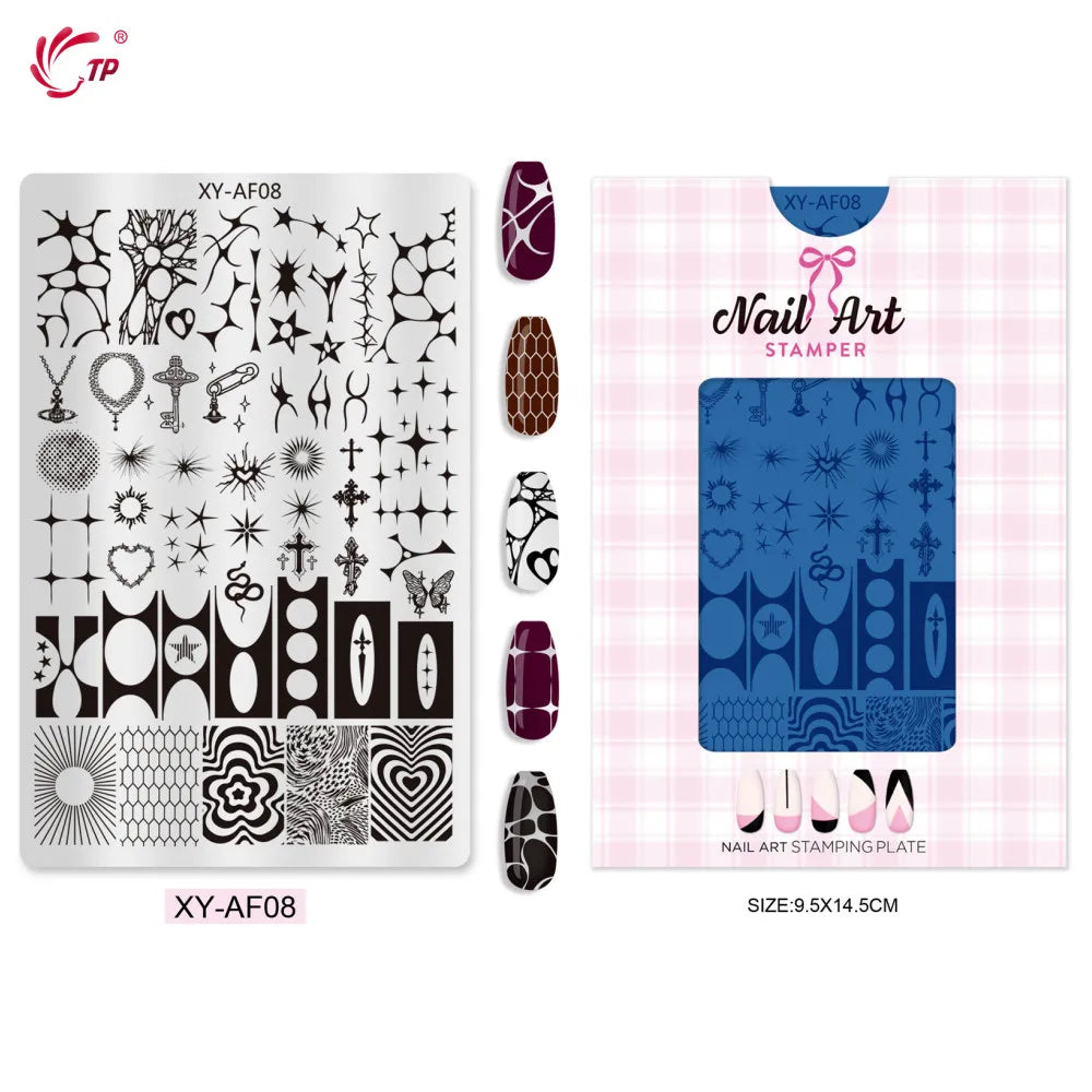 TP Nail Art Templates Butterfly Plaid Design Nail Stamping Plate for Nail DIY Polish Printing Transfer Template Manicure Tools