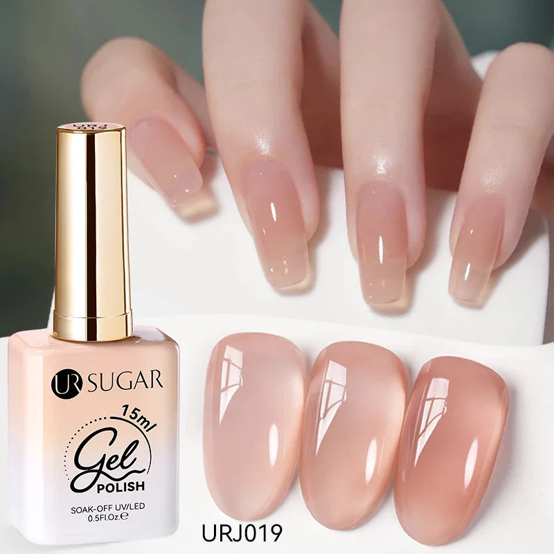 UR SUGAR 15ml Jelly Nude Gel Nail Polish Light Pink Translucent Color Soak Off UV LED Gel Varnish Nail Art DIY Fashion Manicure