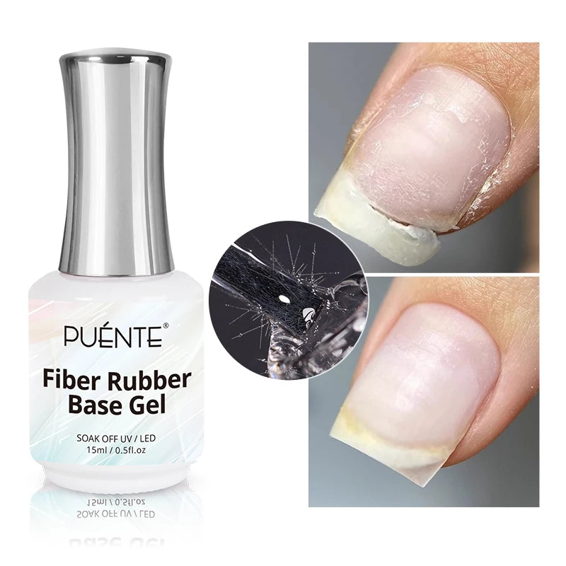 PUENTE 15ML Vitamin E Base Coat Gel Nail Polish For Soft Thin Breaking Nails Strengthen Soak Off UV Gel Varnish For Nail Care