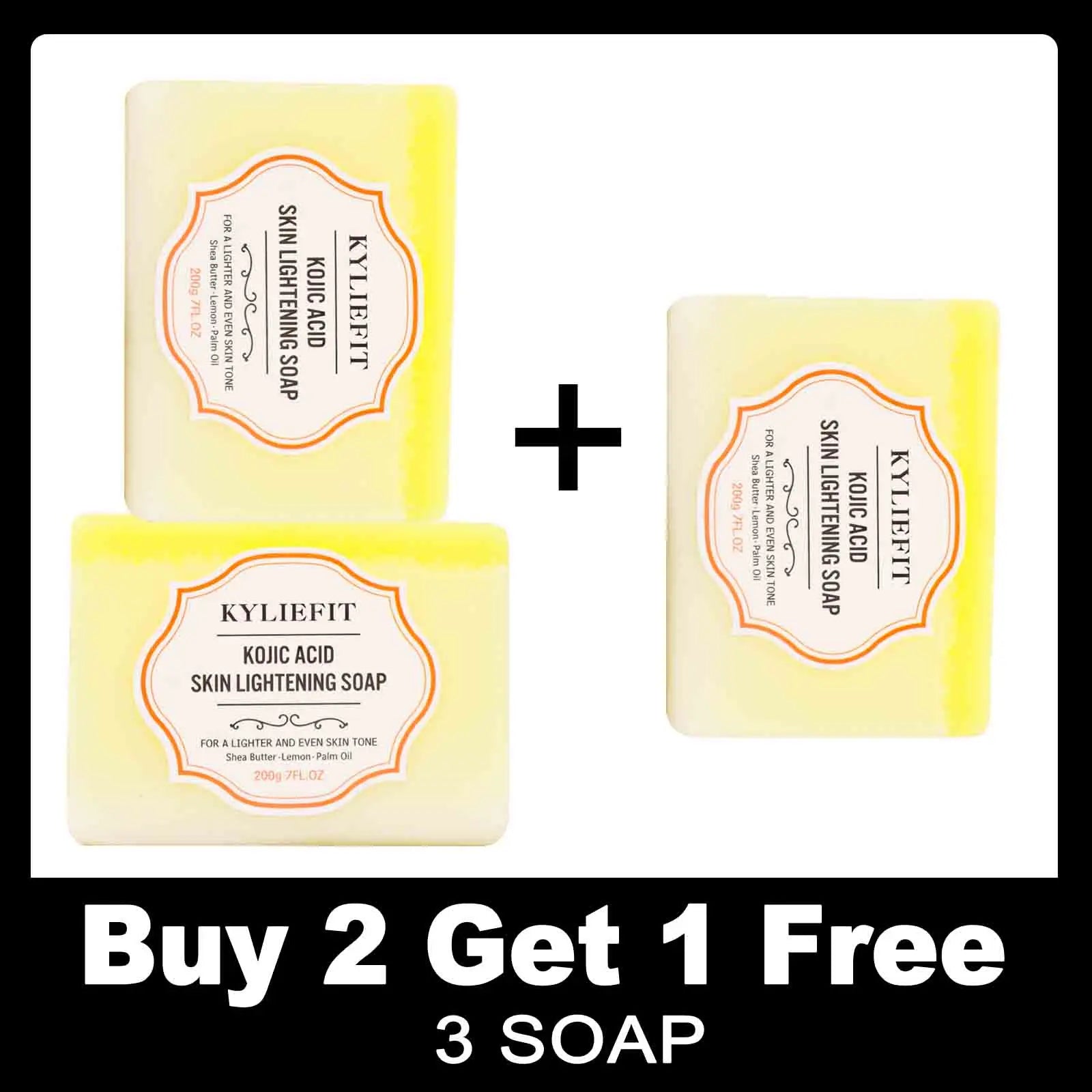 Kojic Acid Whitening & Dark Spot Remover Soap Bar, with Turmeric, Shea Butter, Coconut Oil, Lightening & Clean Skin, 200g/7 oz