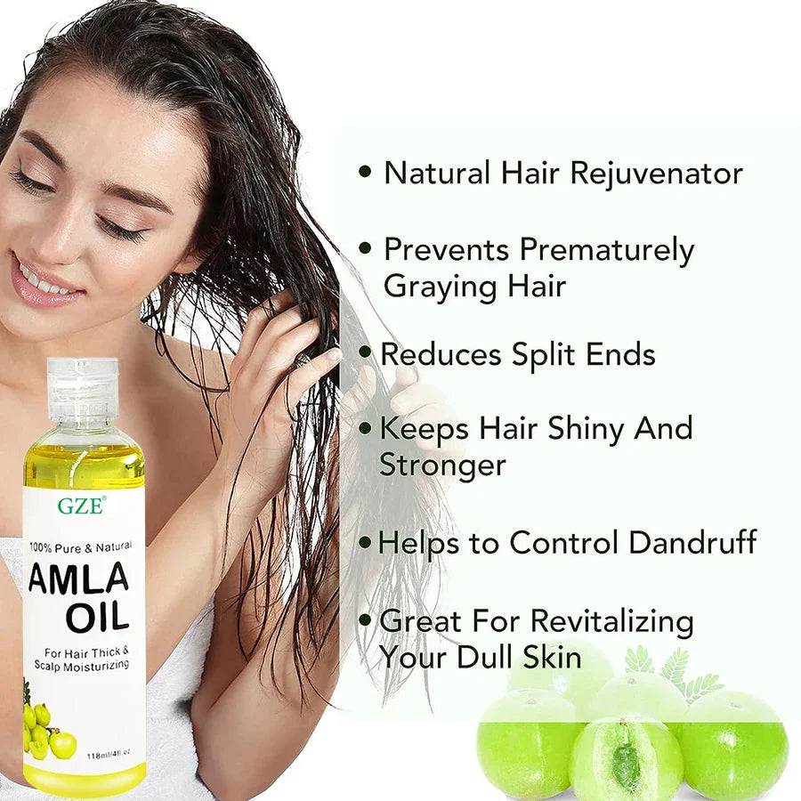 GZE Amla Hair Oil For Healthy Hair Shine and Moisturized Scalp, Indian Hair Oil for Men and Women, Bio Oil for Hair