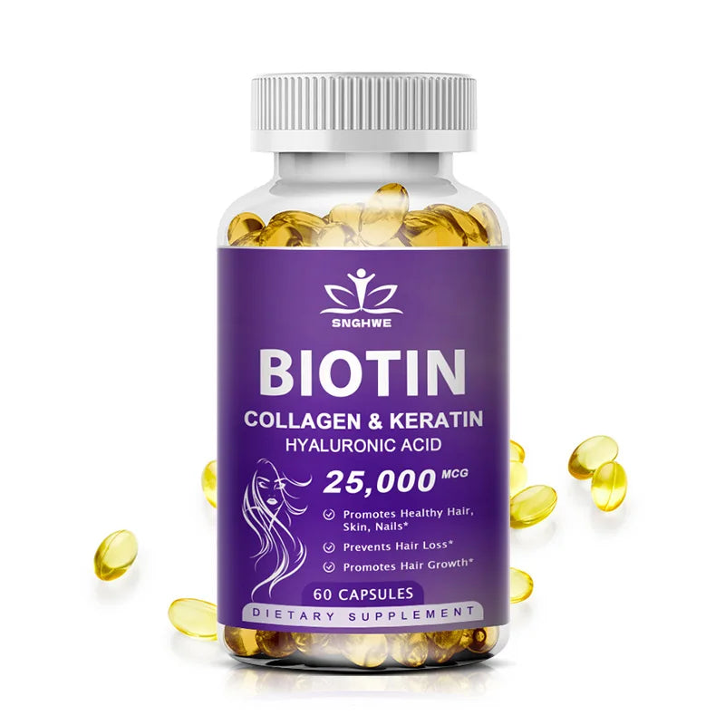 Free Sipping Biotin & Collagen Supplement Nails,Shiny Hair,  Skin,Vegetarian Capsules Beauty Health