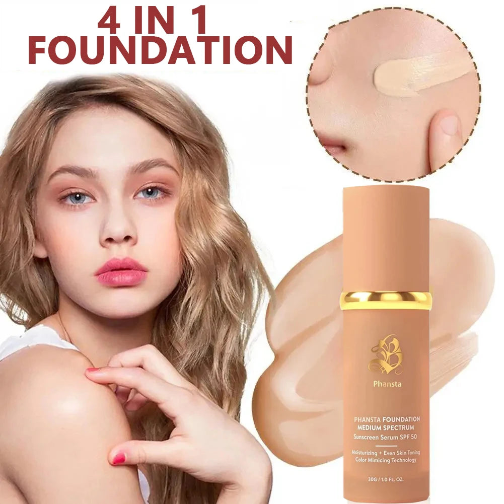 4 in 1 Liquid Foundation Concealer Full Coverage Long Lasting Waterproof Professional Makeup for Dark Circles And Blemishes