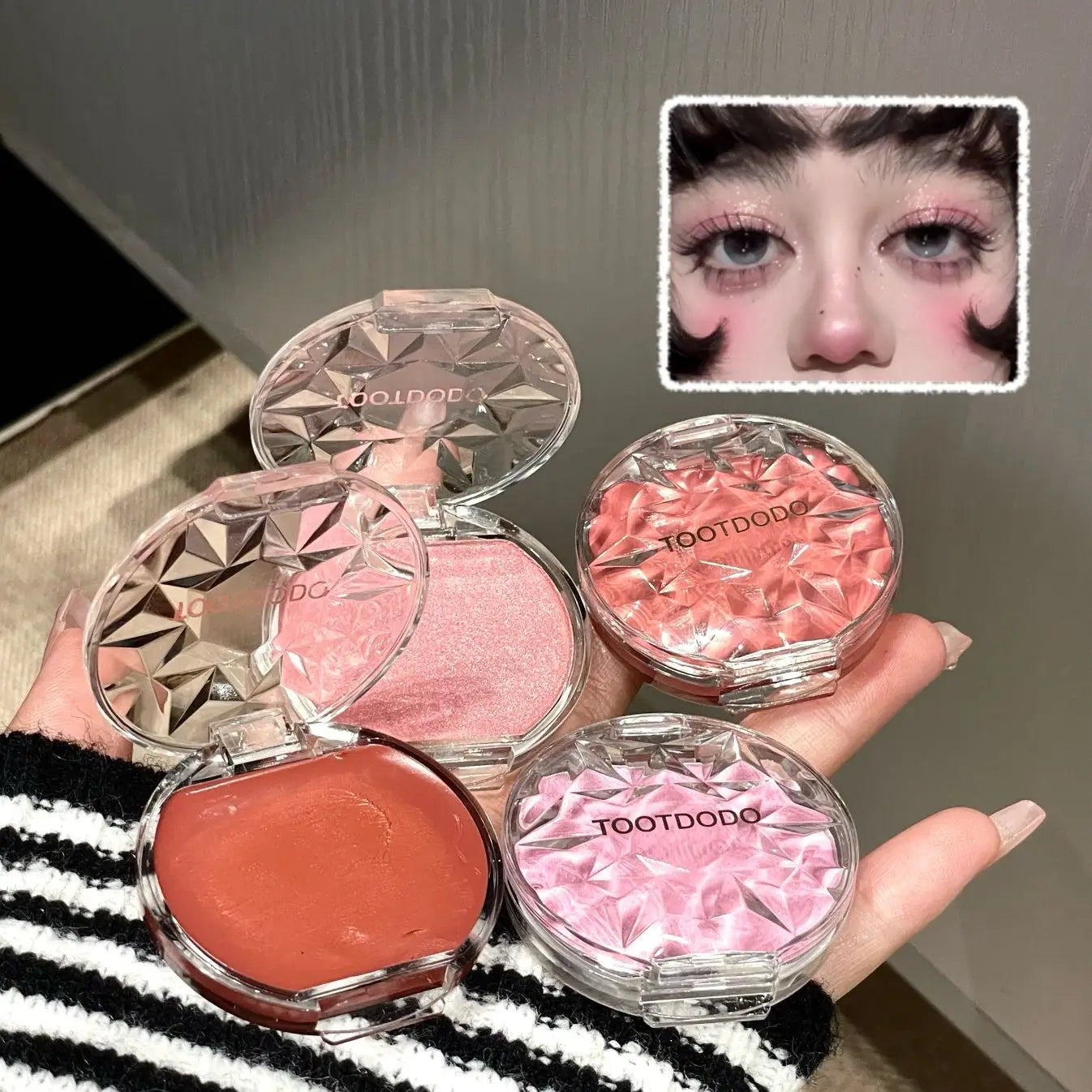 Peach Pink Dyeing Face Blush Cream Pearl Matte Blusher Plate Facial Highlighter Beauty Makeup Brightening Easy Color Rouge Cheek