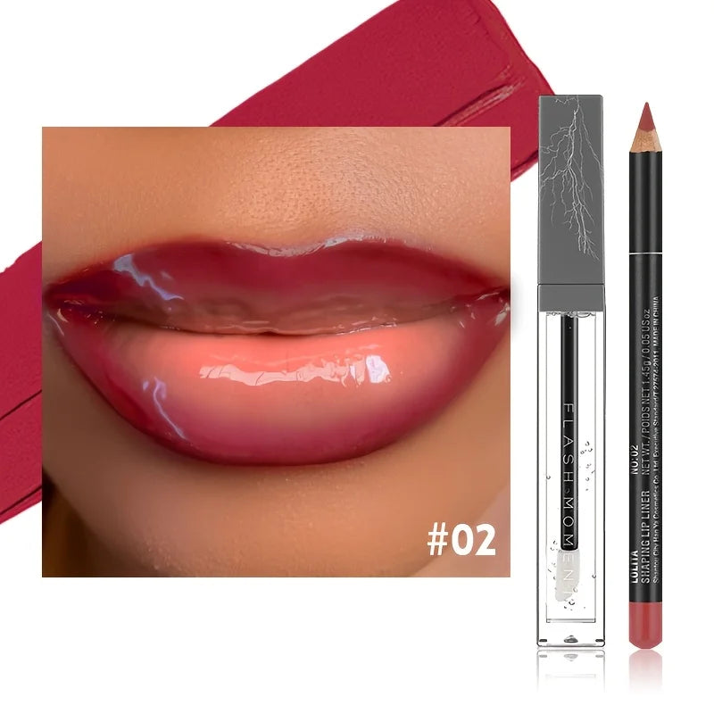 Long-Lasting Lip Liner & Lip Oil Set – Create Stunning, Versatile Lip Looks with All-in-One Lip Makeup Duo