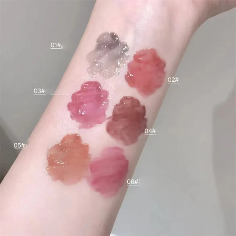 Crystal Nude Gray Lip Gloss Hydrating Mirror Korean Lip Glaze Sheer Nude Glitter Lip Tint Watery Shine Plumping Lipgloss Makeup