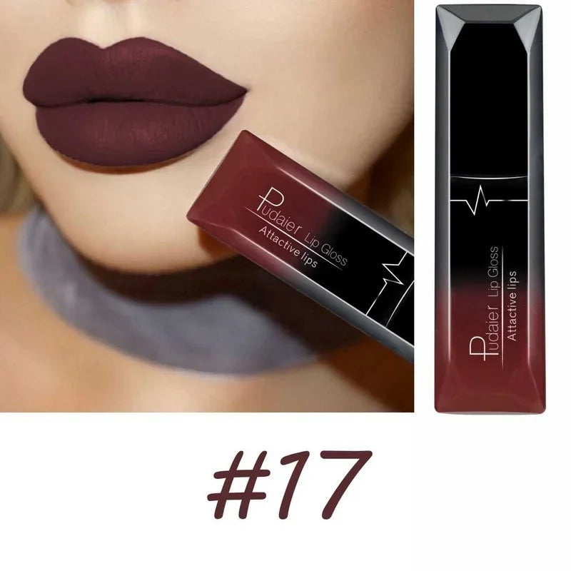 Long Lasting Velvet Matte Liquid Lipstick Waterproof 17 Colors Non Stick Cup Kissproof Lip Tint Gift for Women