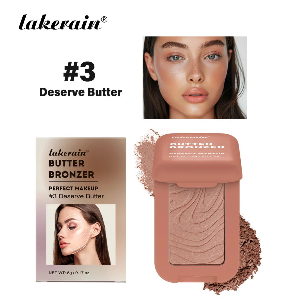 Lakerain Butter Bronzer Cream Women Waterproof Genteel Girl Nude Makeup Silky Shimmer Monochrome Blush Korean Face Cosmetics