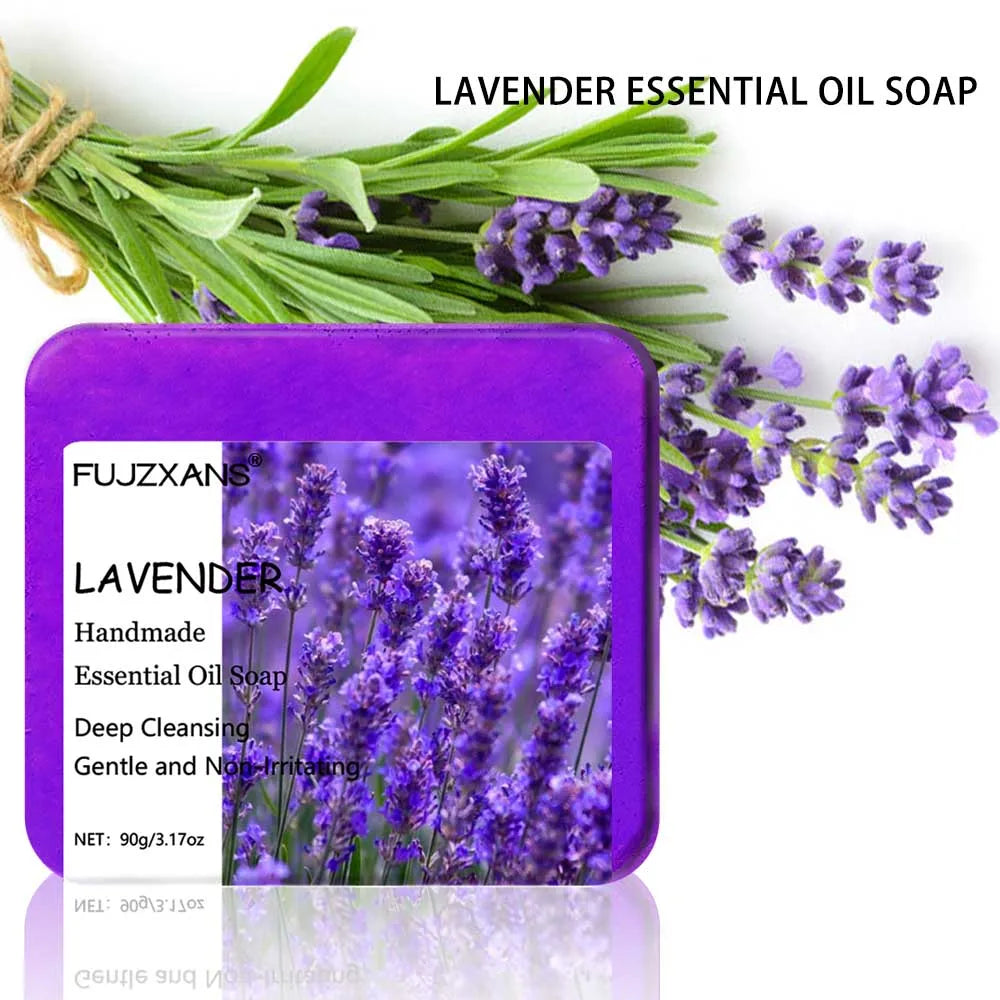 90g FUJZXANS Handmade Essential Oil Soap Bars - Rose, Jasmine, Green Tea, Calendula, Osmanthus, Lavender, Lemon - 7 Long-Lasting