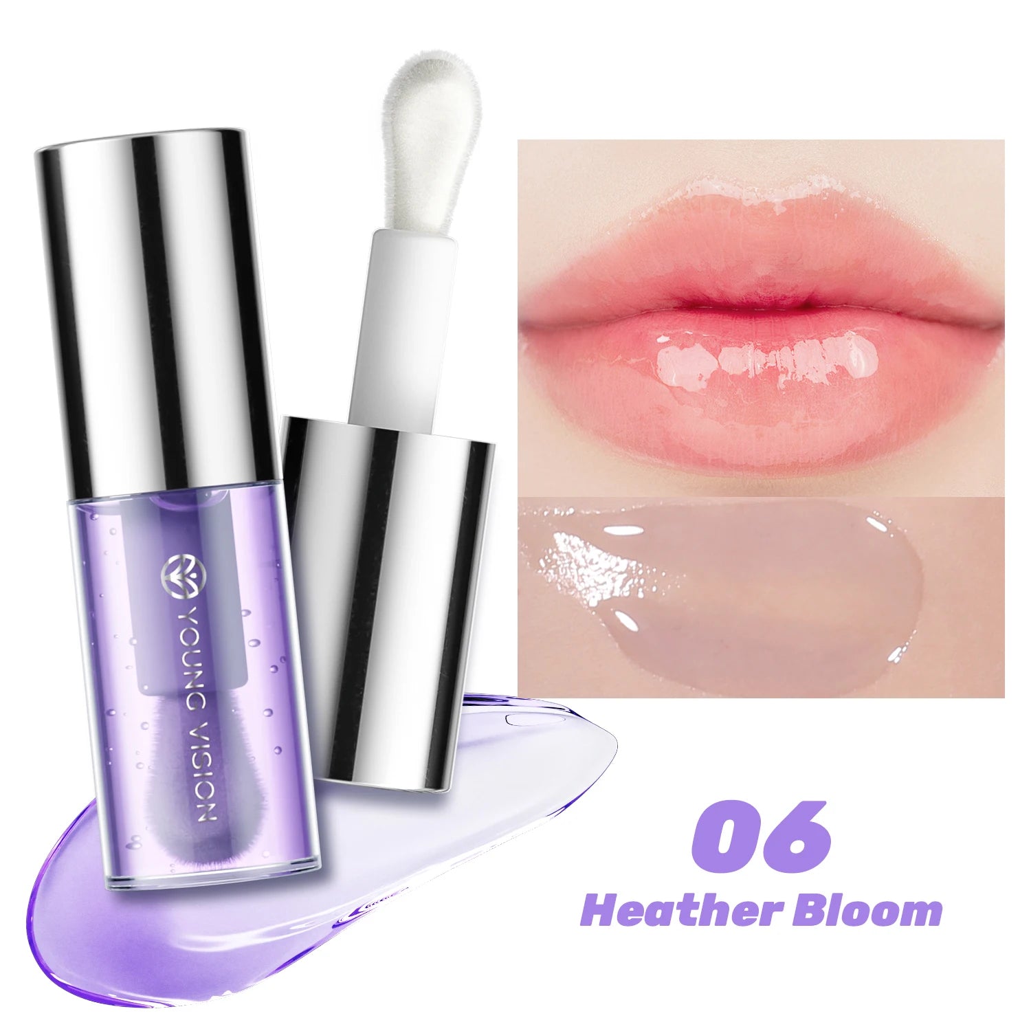 Mirror-like, moisturizing glass lip gloss with long-lasting, clear, plumping, and lip line-reducing properties. Lip gloss.