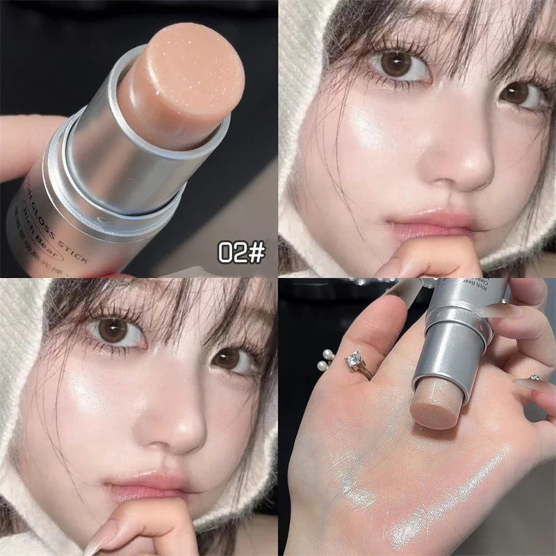 1Pc Highlighter Stick Iilluminator Makeup Shimmer Brightening Face Contour Natural Water Light Orange Blush Stick Makeup Woman