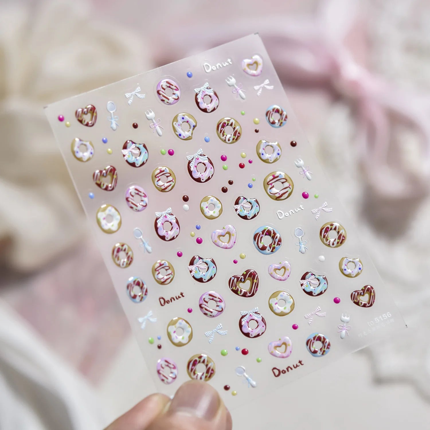 Happy Birthday Cake Stickers For Nails 5D Embossed Nail Sticker 3D Sweet Doughnut Cherry Adhesive Nail Art Decoration Decals DIY