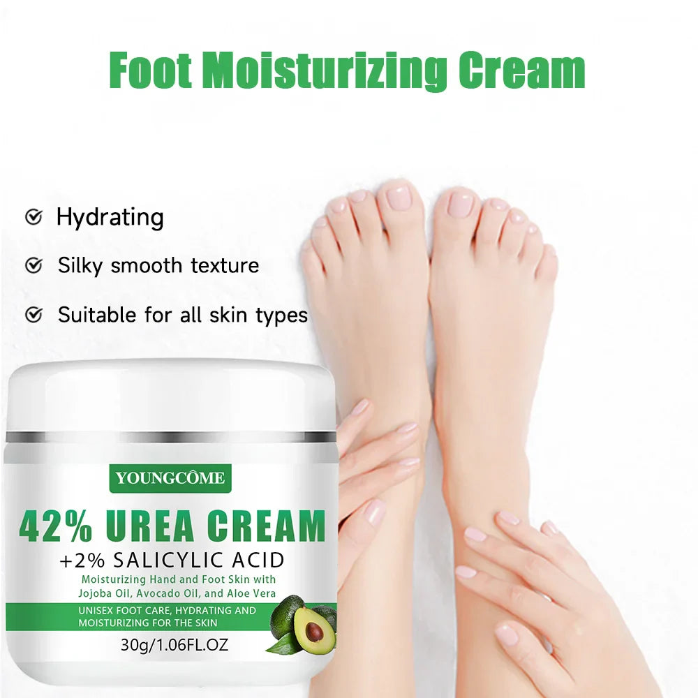 YOUNGCOME 42% Urea + 2% Salicylic Acid Avocado Foot Cream – Intensive Moisturizing  Calluses & Dry Skin Hands/Feet,All Skin