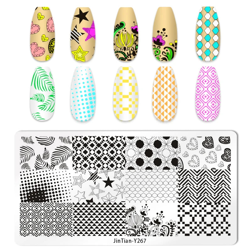 Valentine's Day Nail Stamping Plates Rose Flower Love Theme Nail Art Plate Stainless Steel Halloween Nail Design Stencil Tools