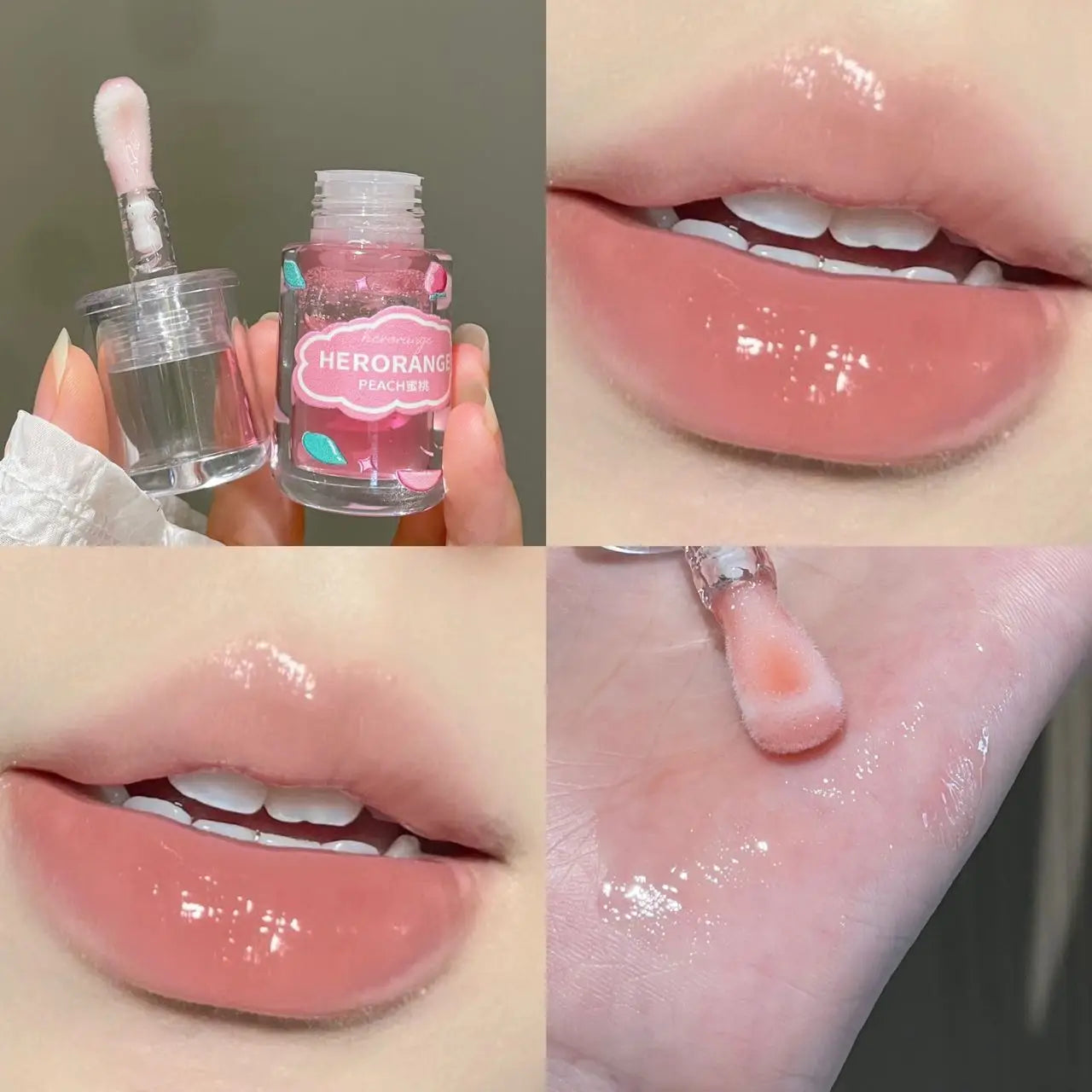 1/3Pcs Grape Glass Lip Gloss Non-sticky Lip Oil Long-lasting Moisturizing Plumping Korean Lip Care Serum Primer Big Brush Head