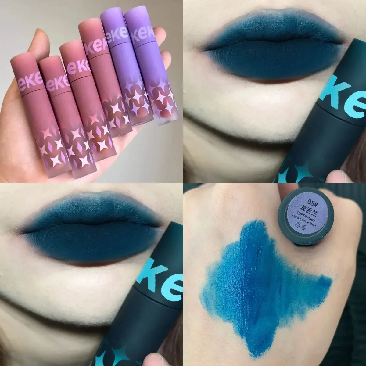 1pcs Punk Gothic Black Lipstick Matte Brown Lip Satin Red Lip Tint Waterproof Matte Liquid Liptsick Lip Gloss Korean Cosmetics