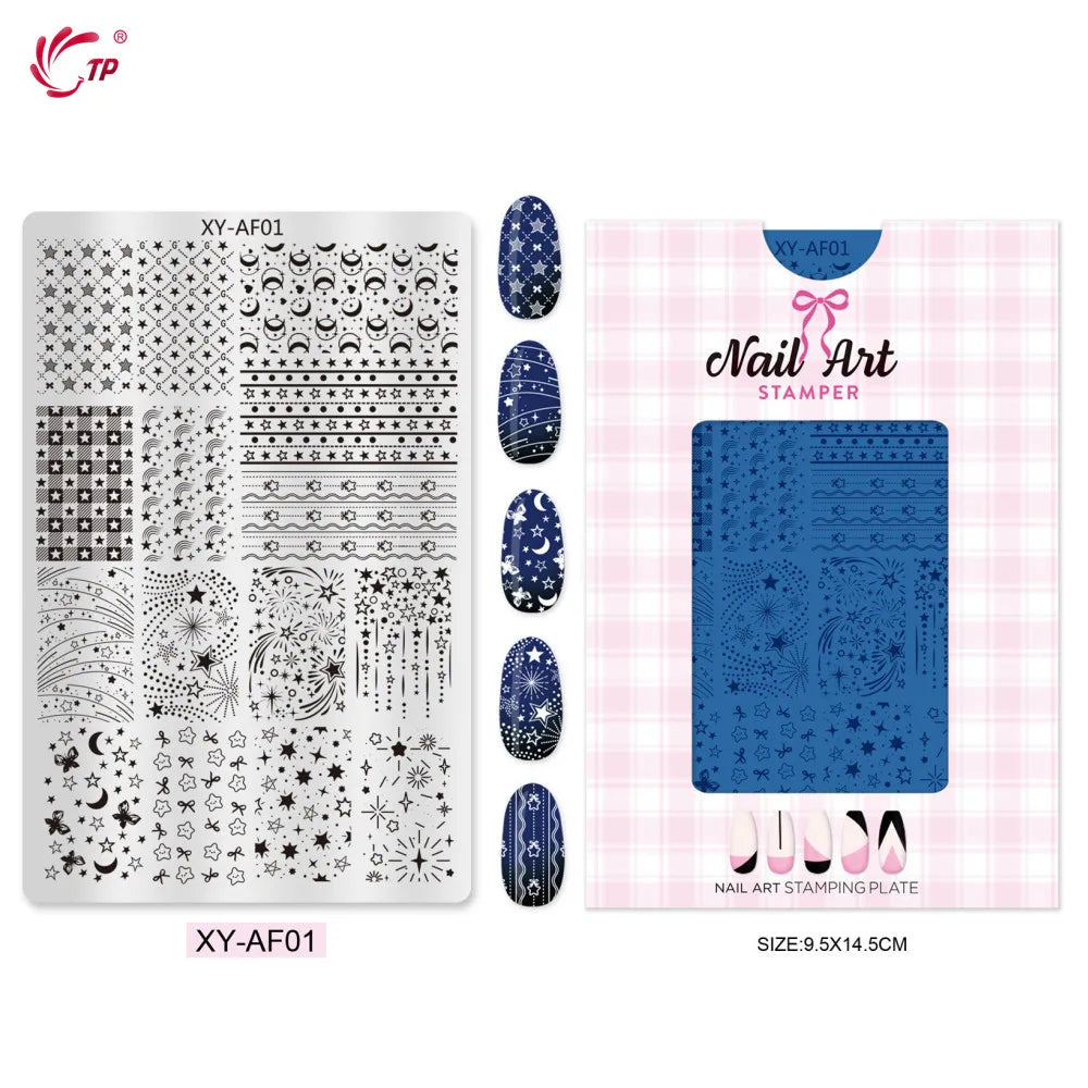 TP Nail Art Templates Butterfly Plaid Design Nail Stamping Plate for Nail DIY Polish Printing Transfer Template Manicure Tools